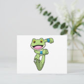 Frosch beim Laufen mit Sweatband Postkarte (Stehend Vorderseite)