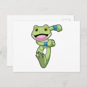 Frosch beim Laufen mit Sweatband Postkarte (Vorne/Hinten)
