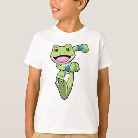 Frosch beim Laufen mit Sweatband T-Shirt (Vorderseite)