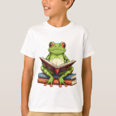 Frosch beim Lesen eines Buches T-Shirt (Vorderseite)