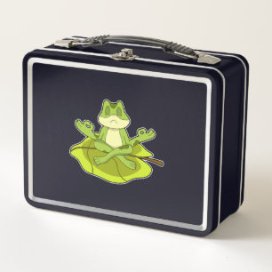 Frosch beim Meditat Metall Brotdose