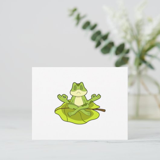 Frosch beim Meditat Postkarte (Stehend Vorderseite)