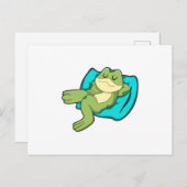 Frosch beim Schlafen mit Kissen Postkarte (Vorne/Hinten)