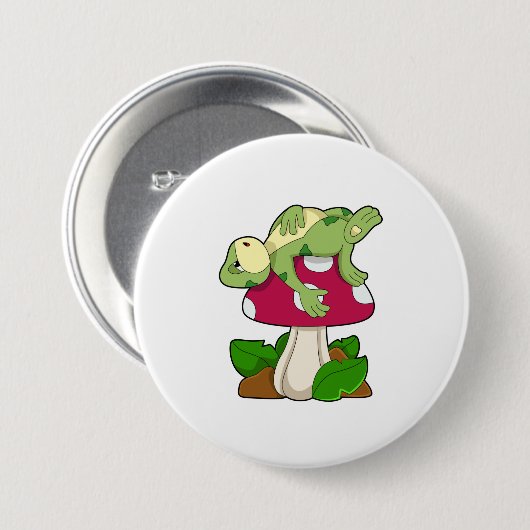 Frosch beim Schlafen mit Pilz Button (Vorne & Hinten)