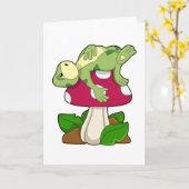 Frosch beim Schlafen mit Pilz Karte (Gelbe Blume)