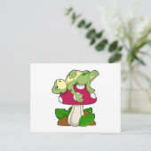 Frosch beim Schlafen mit Pilz Postkarte (Stehend Vorderseite)