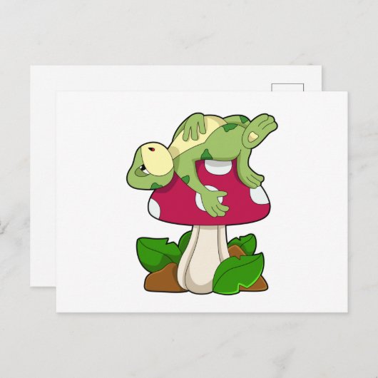 Frosch beim Schlafen mit Pilz Postkarte (Vorne/Hinten)