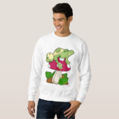 Frosch beim Schlafen mit Pilz Sweatshirt (Vorne ganz)