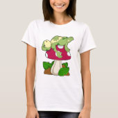 Frosch beim Schlafen mit Pilz T-Shirt (Vorderseite)