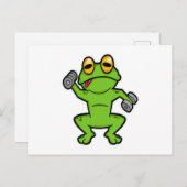 Frosch beim Schultertraining mit Dumbells Postkarte (Vorne/Hinten)