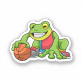 Frosch beim Sport mit Basketball Aufkleber (Vorderseite)