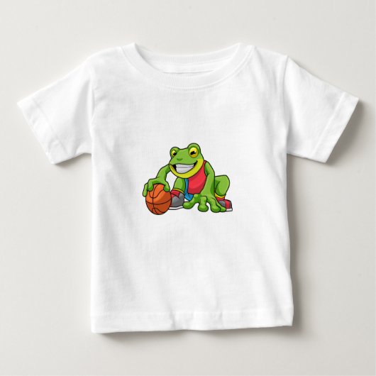 Frosch beim Sport mit Basketball Baby T-shirt (Vorderseite)