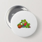 Frosch beim Sport mit Basketball Button (Vorne & Hinten)