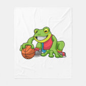 Frosch beim Sport mit Basketball Fleecedecke (Vorderseite)