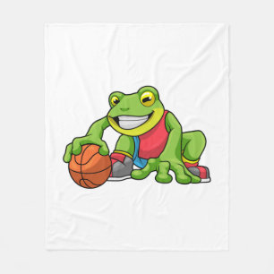 Frosch beim Sport mit Basketball Fleecedecke