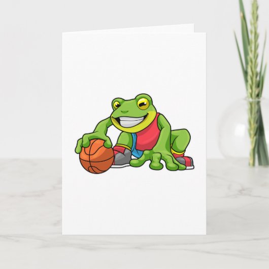 Frosch beim Sport mit Basketball Karte (Vorderseite)