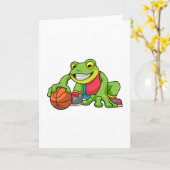 Frosch beim Sport mit Basketball Karte (Gelbe Blume)