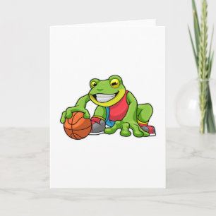 Frosch beim Sport mit Basketball Karte