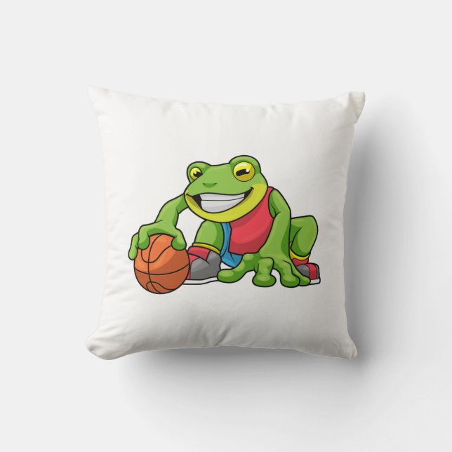 Frosch beim Sport mit Basketball Kissen (Vorderseite)