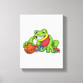 Frosch beim Sport mit Basketball Leinwanddruck (Vorderseite)