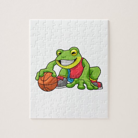 Frosch beim Sport mit Basketball Puzzle (Vertikal)