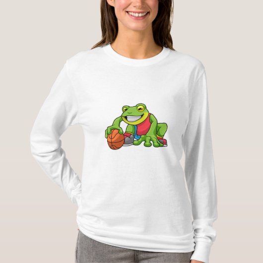 Frosch beim Sport mit Basketball T-Shirt (Vorderseite)