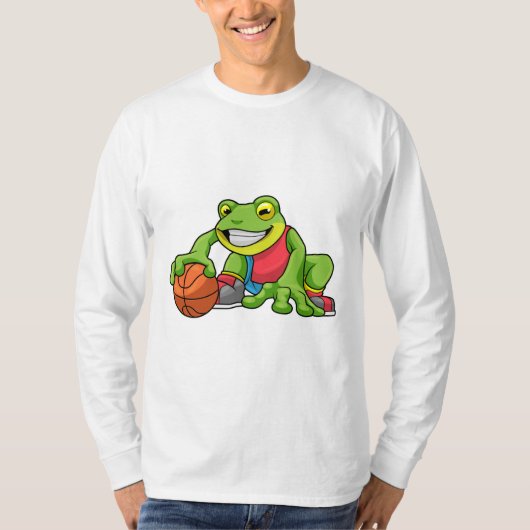 Frosch beim Sport mit Basketball T-Shirt (Vorderseite)