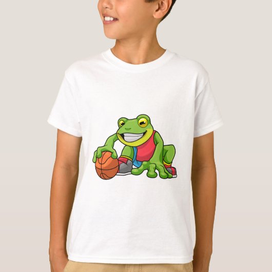Frosch beim Sport mit Basketball T-Shirt (Vorderseite)