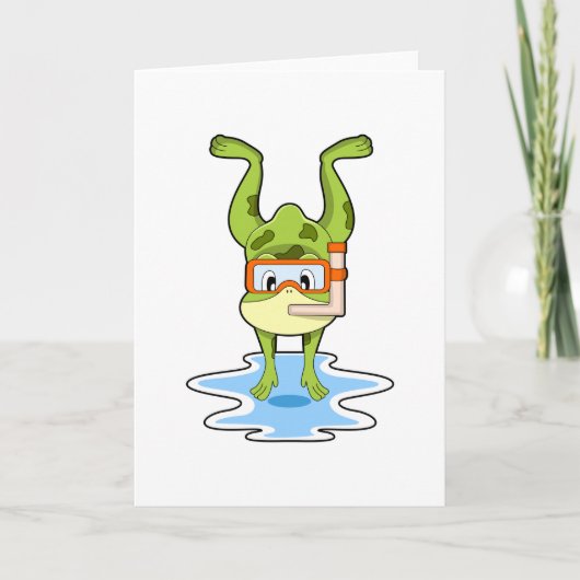 Frosch beim Tauchen mit Schnorchel Karte (Vorderseite)