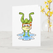 Frosch beim Tauchen mit Schnorchel Karte (Gelbe Blume)