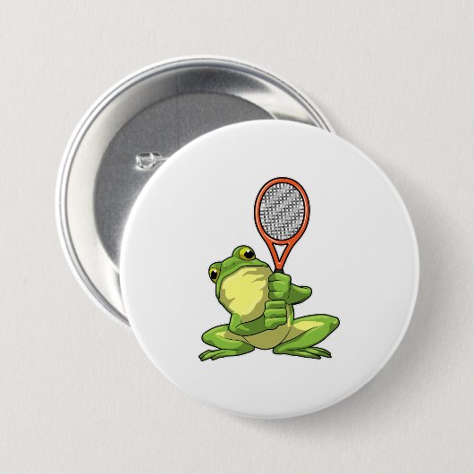 Frosch beim Tennis mit Tennisschläger Button (Vorne & Hinten)