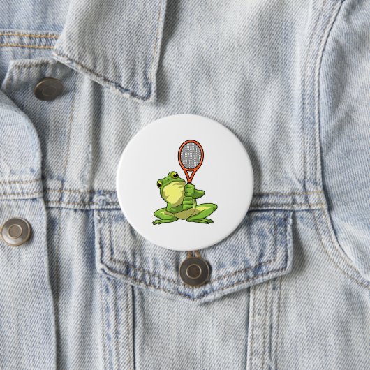Frosch beim Tennis mit Tennisschläger Button (Beispiel)