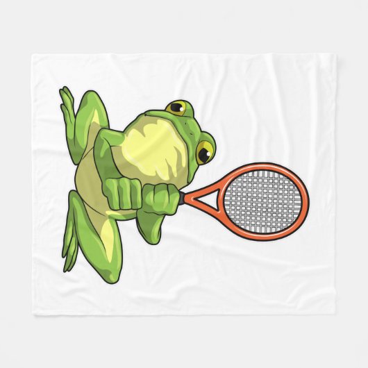 Frosch beim Tennis mit Tennisschläger Fleecedecke (Vorderseite (Horizontal))