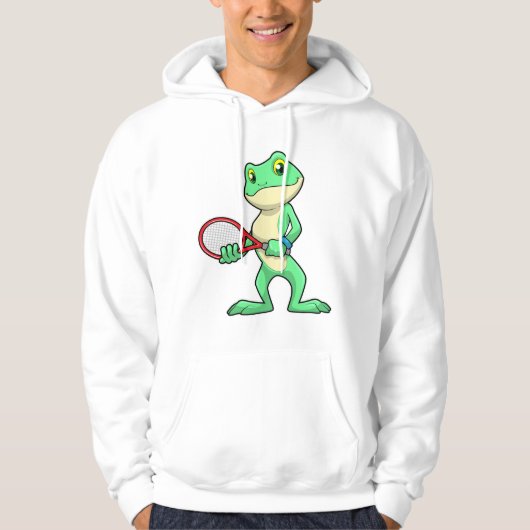 Frosch beim Tennis mit Tennisschläger Hoodie (Vorderseite)