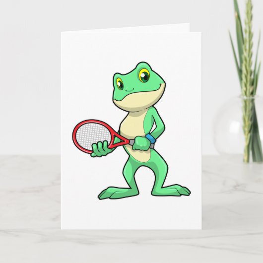 Frosch beim Tennis mit Tennisschläger Karte (Vorderseite)