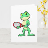 Frosch beim Tennis mit Tennisschläger Karte (Gelbe Blume)