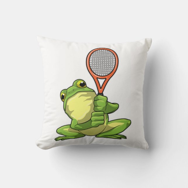 Frosch beim Tennis mit Tennisschläger Kissen (Vorderseite)