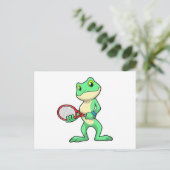 Frosch beim Tennis mit Tennisschläger Postkarte (Stehend Vorderseite)