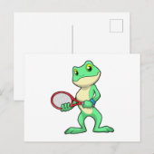 Frosch beim Tennis mit Tennisschläger Postkarte (Vorne/Hinten)