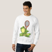 Frosch beim Tennis mit Tennisschläger Sweatshirt (Vorne ganz)