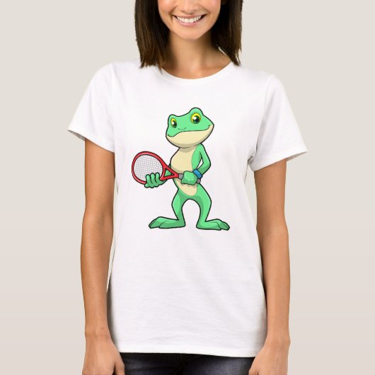 Frosch beim Tennis mit Tennisschläger T-Shirt (Vorderseite)