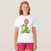 Frosch beim Tennis mit Tennisschläger T-Shirt (Vorne ganz)