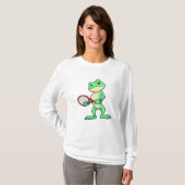 Frosch beim Tennis mit Tennisschläger T-Shirt (Vorne ganz)