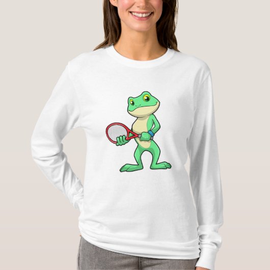 Frosch beim Tennis mit Tennisschläger T-Shirt (Vorderseite)