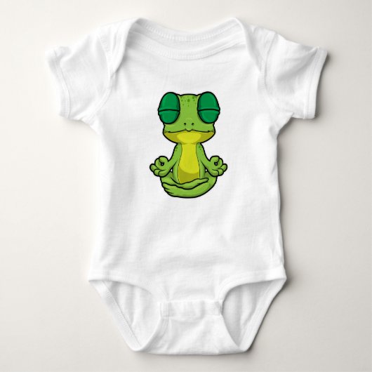 Frosch beim Yoga in Cross-Binary Baby Strampler (Vorderseite)