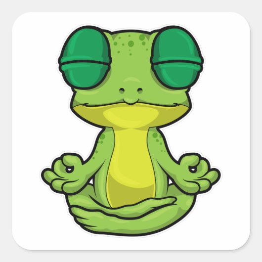 Frosch beim Yoga in Cross-Binary Quadratischer Aufkleber (Vorderseite)