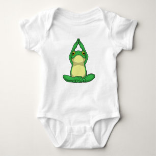 Frosch beim Yoga in Cross BLeged Baby Strampler