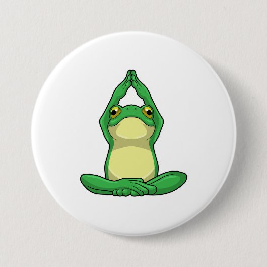 Frosch beim Yoga in Cross BLeged Button (Vorderseite)