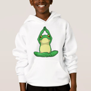 Frosch beim Yoga in Cross BLeged Hoodie