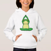 Frosch beim Yoga in Cross BLeged Hoodie (Vorderseite)
